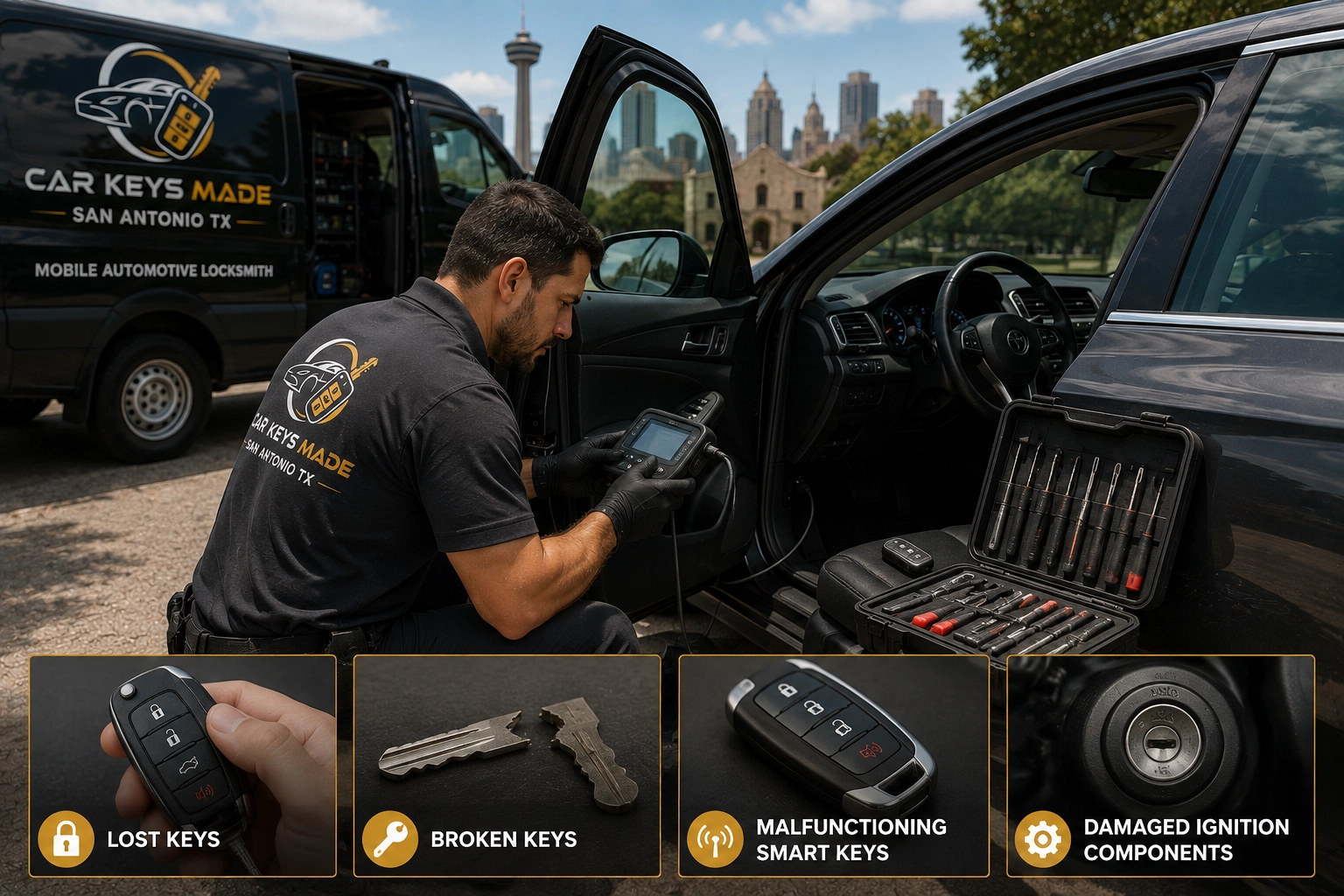 Professional technician providing mobile car lockout service