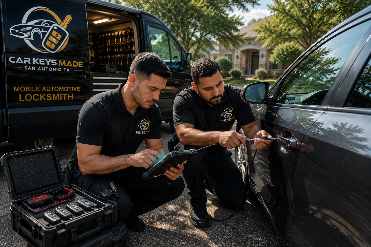 Experienced automotive locksmith technician providing mobile service