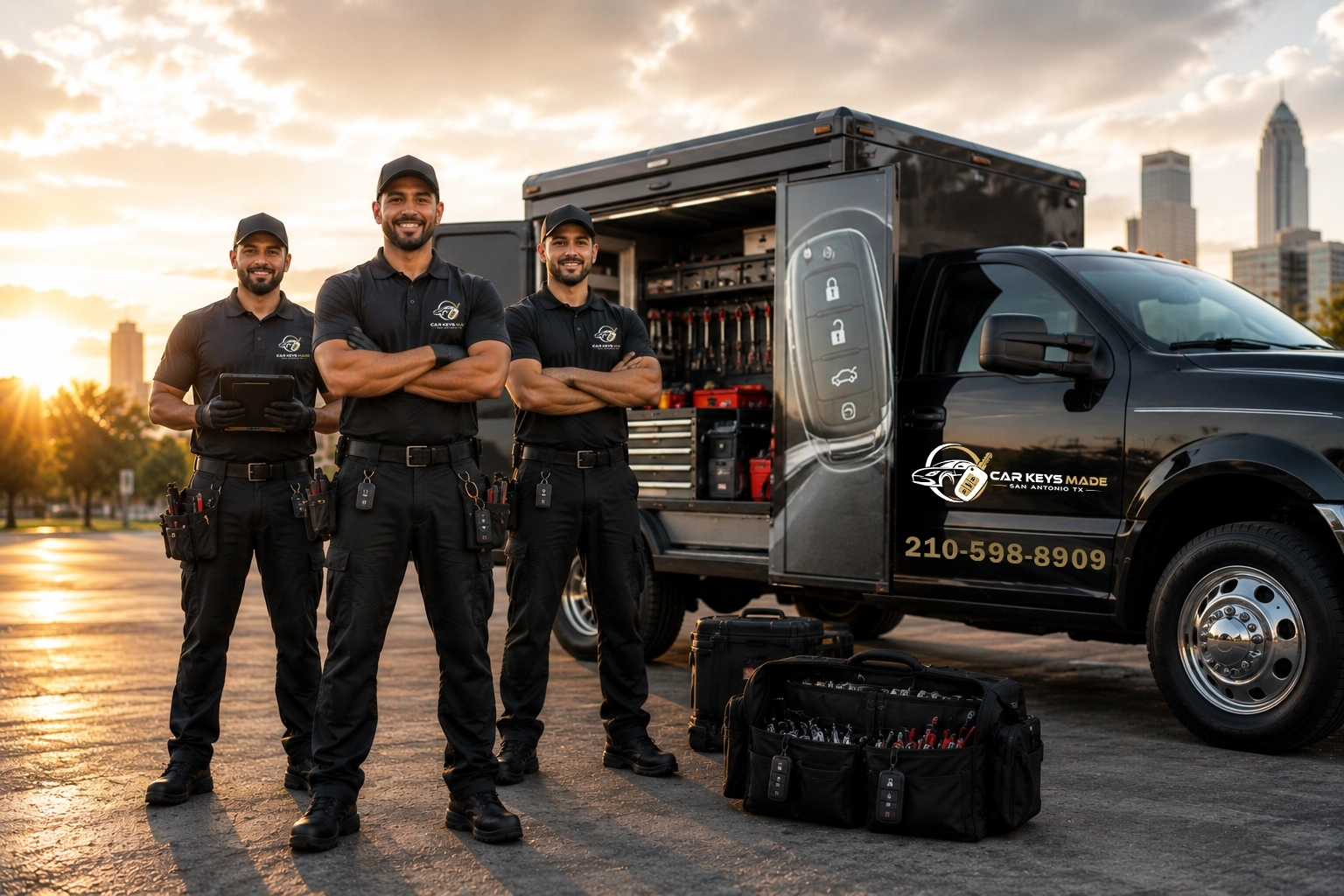 Professional technician performing mobile ignition repair