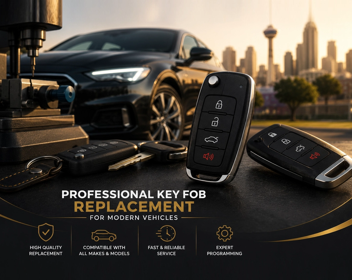 Technician providing professional key fob replacement service
