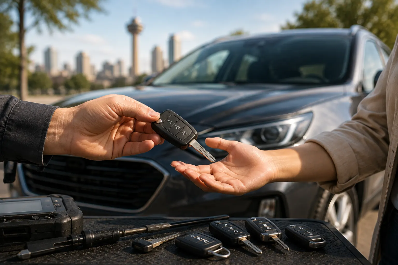 Mobile car key replacement service at a San Antonio location